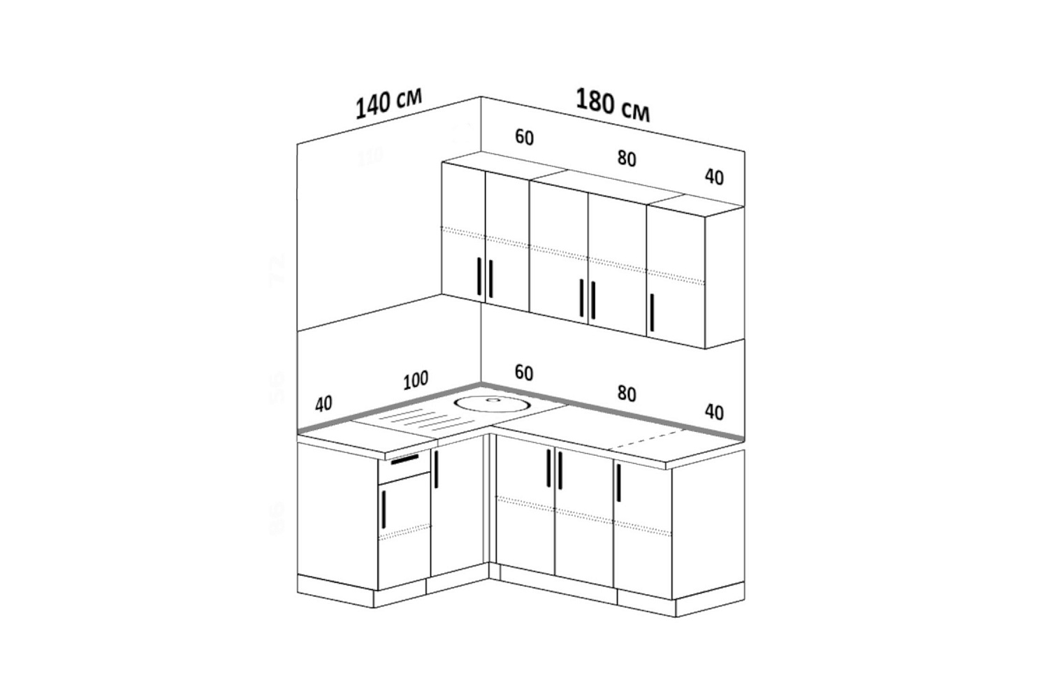 Кухня угловая Гранд 1.4 на 1.8 м белое дерево / ясень грей софт купить ...