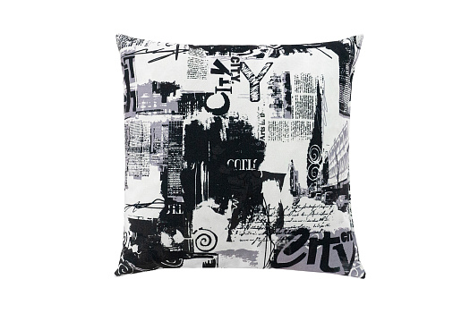 Подушка с принтом Сити черно-белая