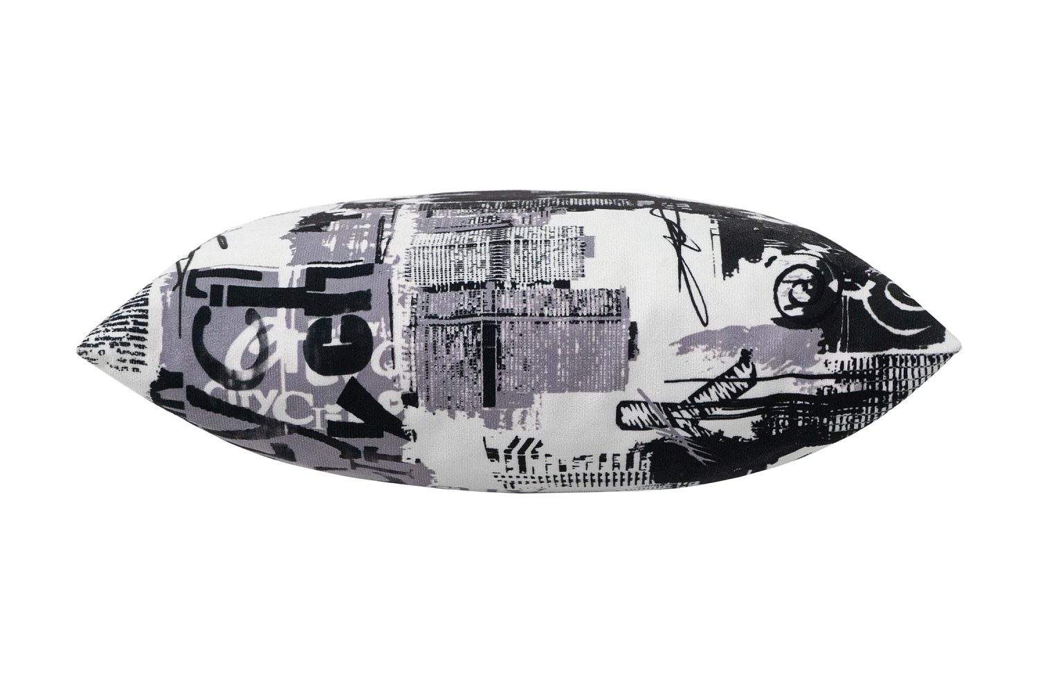 Подушка декоративная 40х40 см микровелюр, принт сити / черно-белая