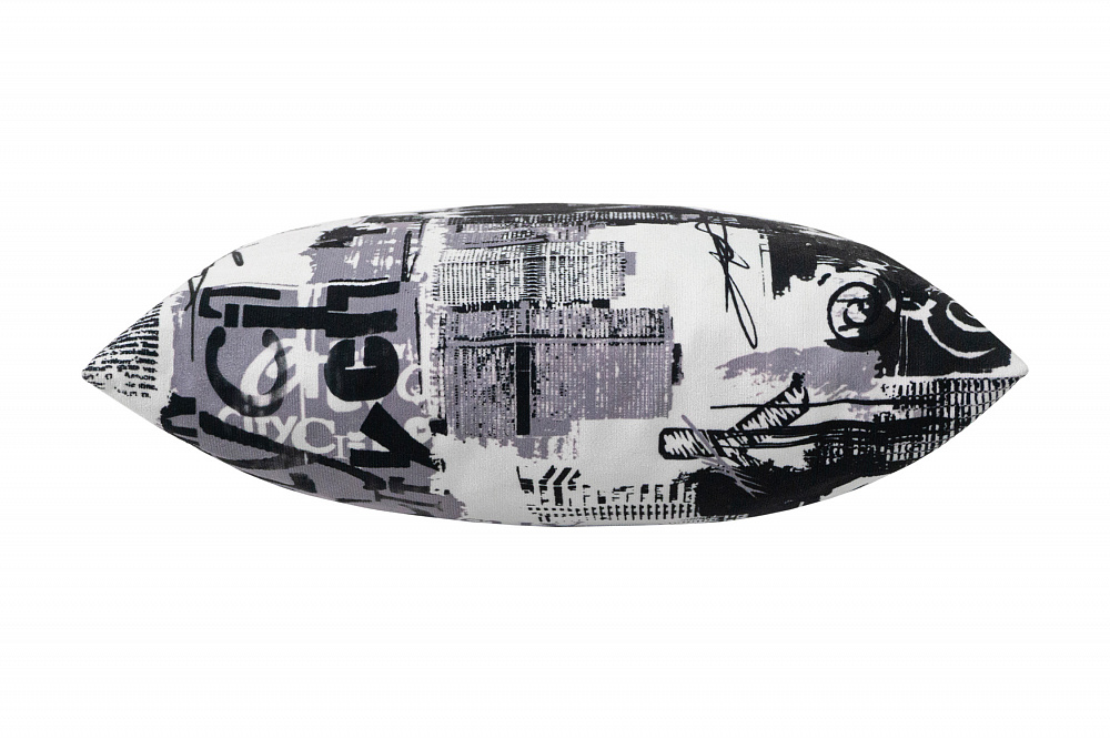 Подушка декоративная 40х40 см микровелюр, принт сити / черно-белая