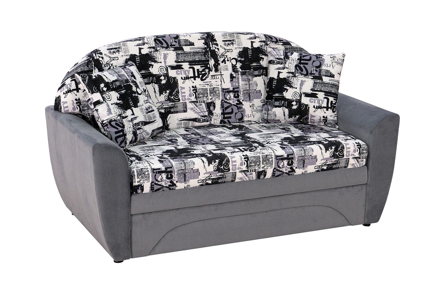 Диван выкатной Вена серый / принт Сити