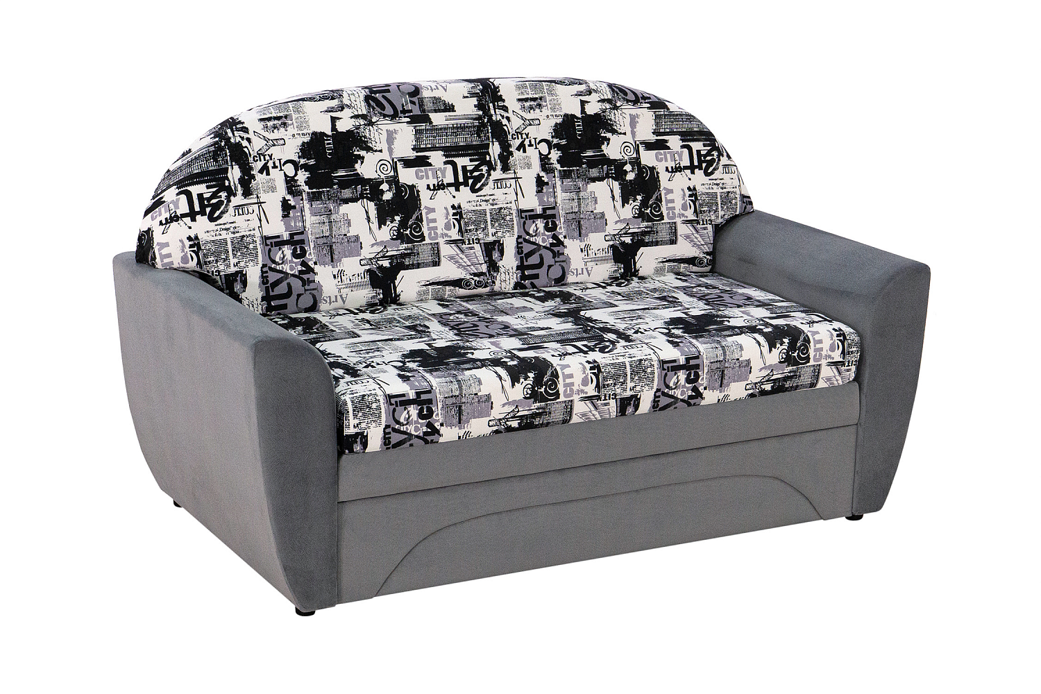 Диван выкатной Вена серый / принт Сити