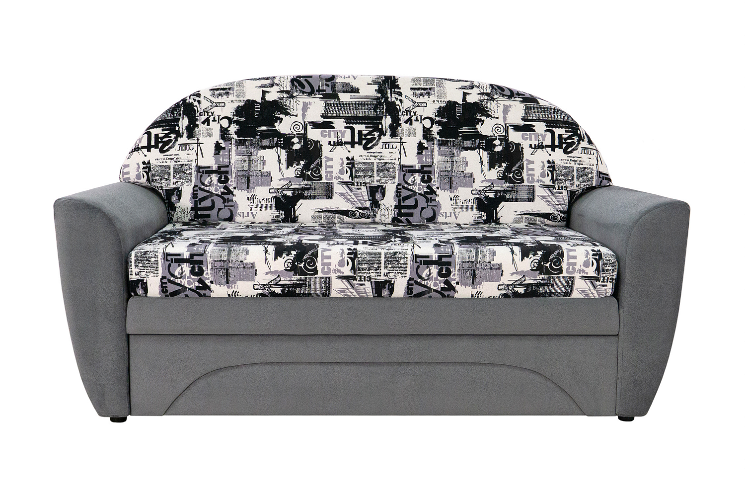 Диван выкатной Вена серый / принт Сити