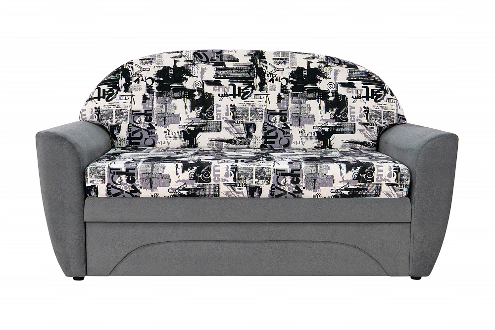Диван выкатной Вена серый / принт Сити