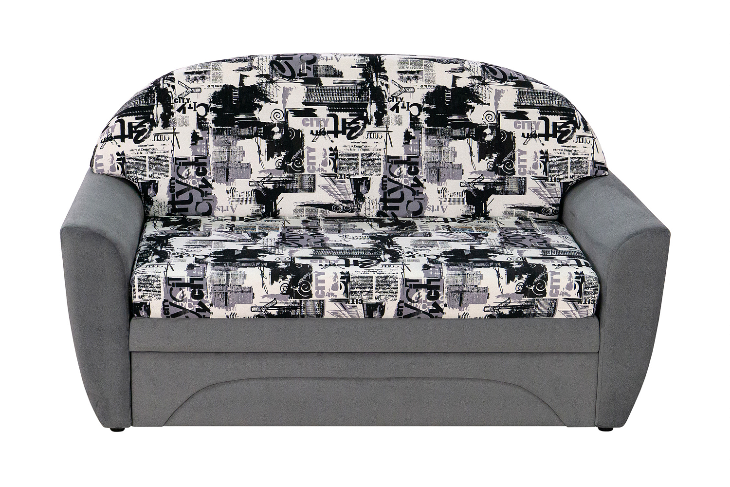 Диван выкатной Вена серый / принт Сити