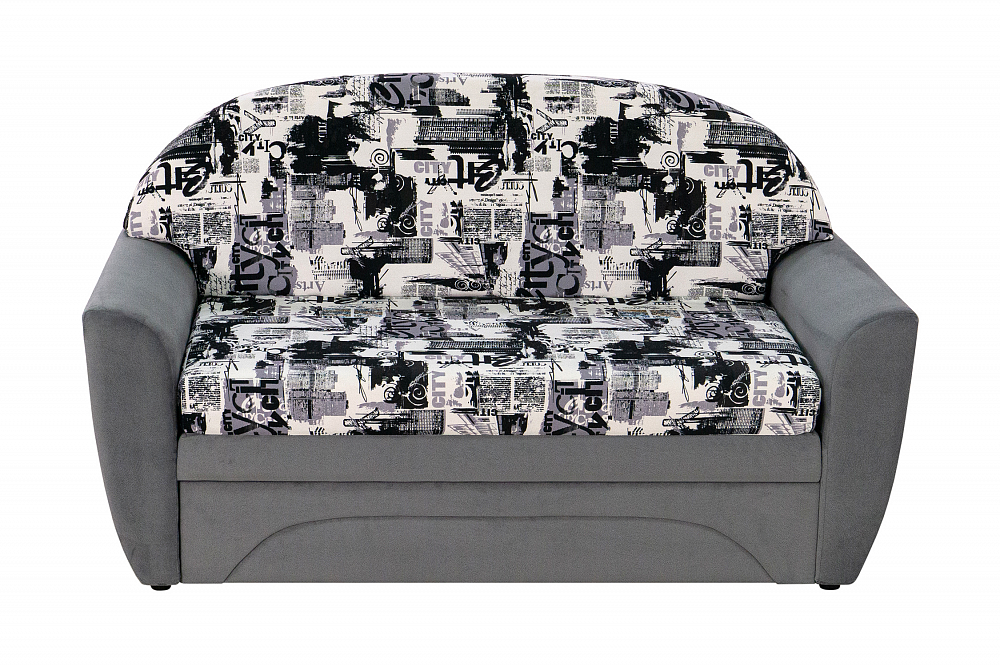 Диван выкатной Вена серый / принт Сити