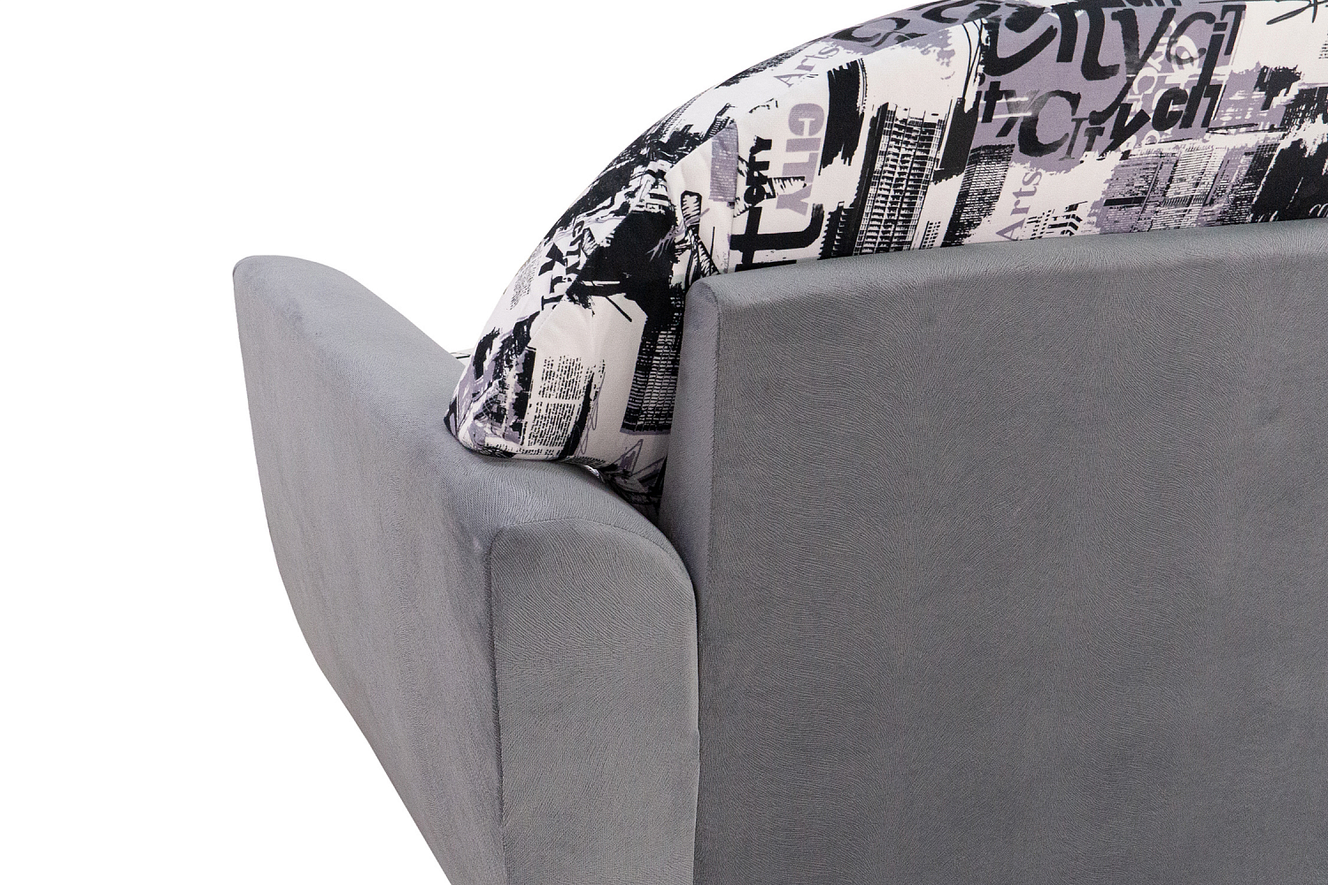 Диван выкатной Вена серый / принт Сити