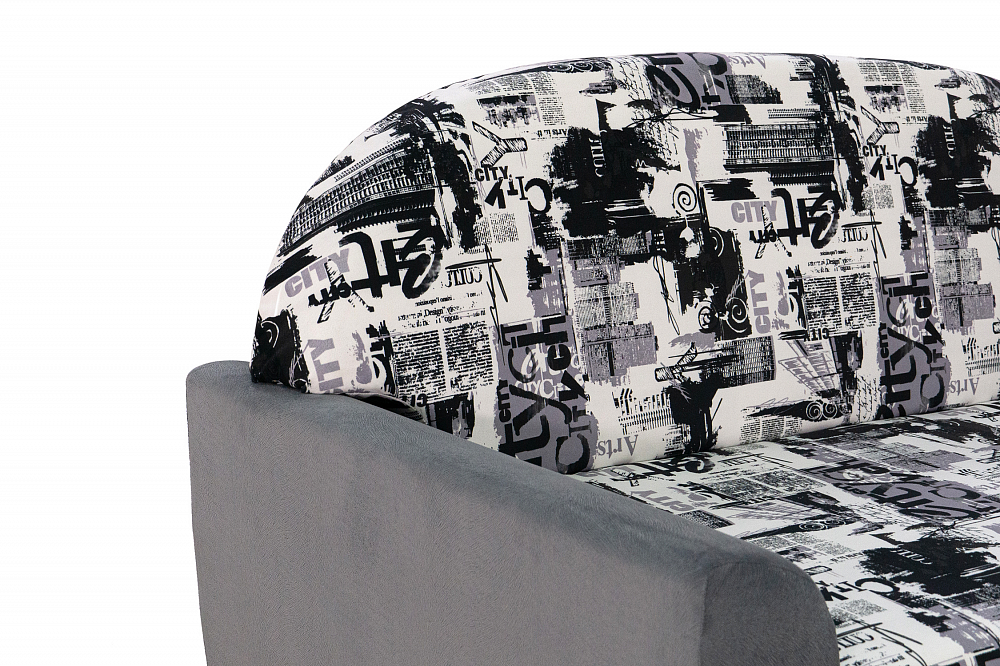 Диван выкатной Вена серый / принт Сити