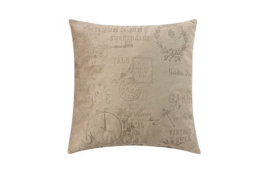 Подушка с принтом Корона-ключ бежевая