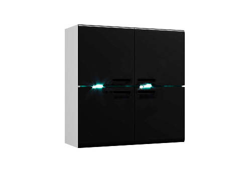 Шкаф навесной Квадро черный глянец / белый