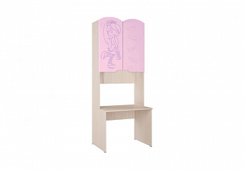 Стол с надстройкой Юниор-3 Мульт розовый металлик  / дуб беленый