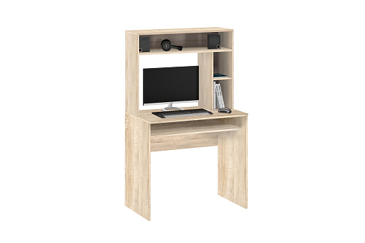 Компьютерный стол с настольной полкой 10.05 дуб сонома / белый