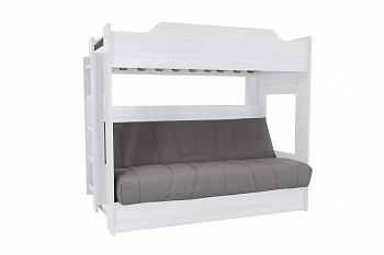Двухъярусная кровать с диван-кроватью серый / белый