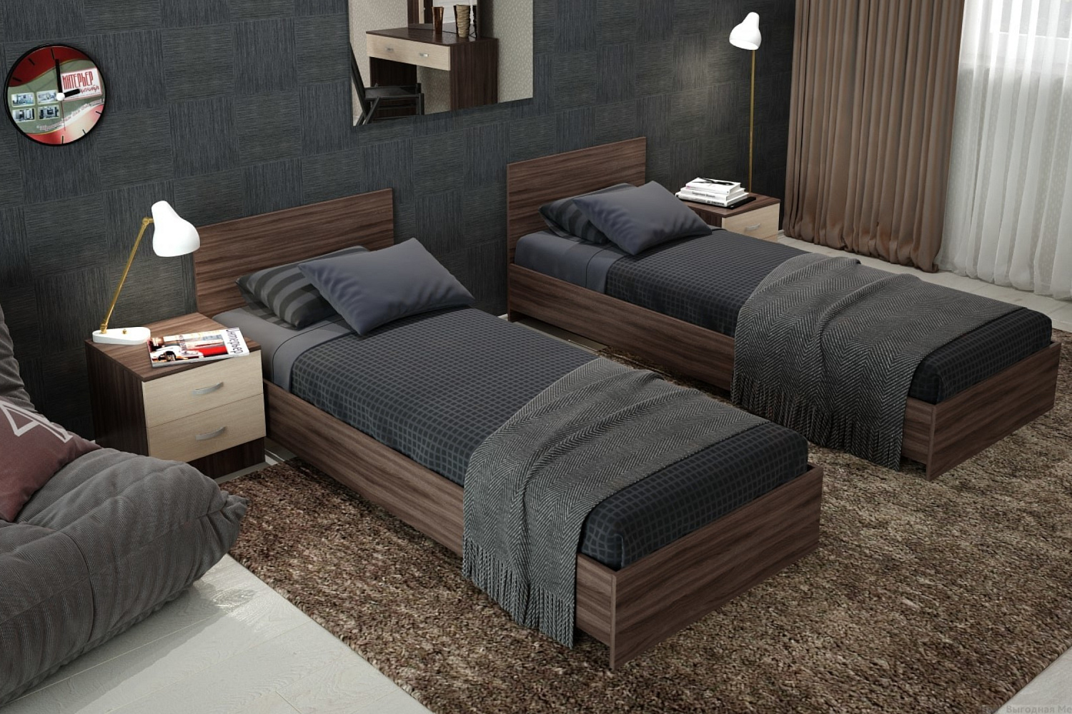 спальный гарнитур с двумя кроватями