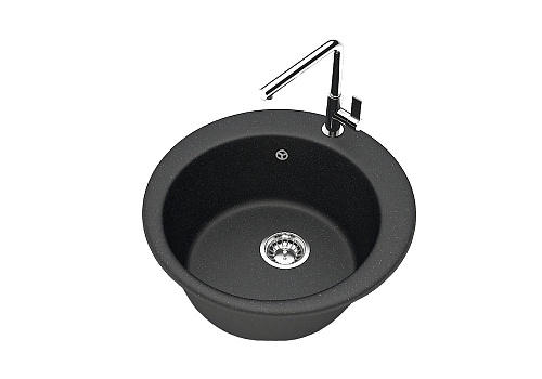 Мойка круглая врезная мраморная 30 47.5 см, черный
