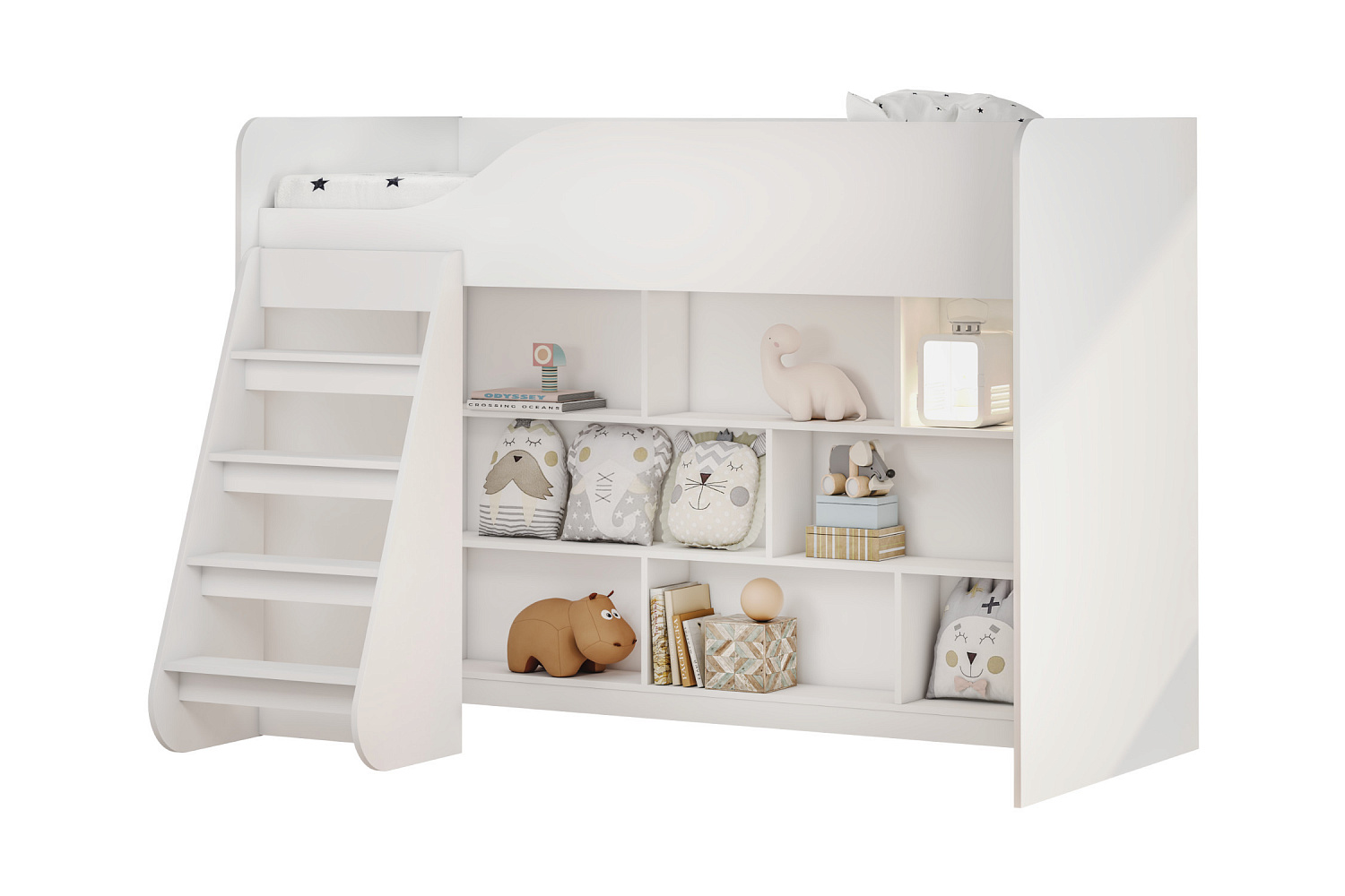 Кровать-чердак белая