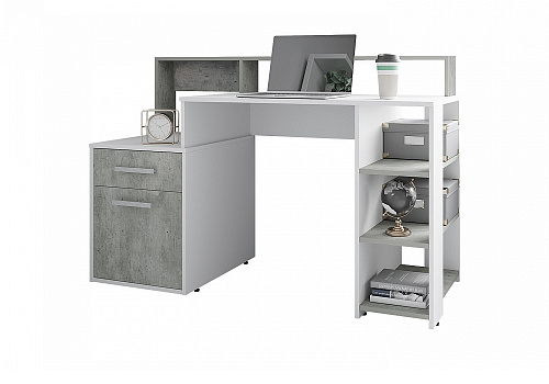 Стол компьютерный Лайф белый / метрополитан грей