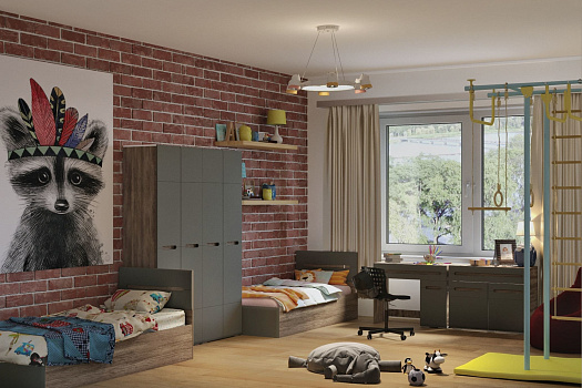 Модульная спальня Наоми дуб каньон / графит