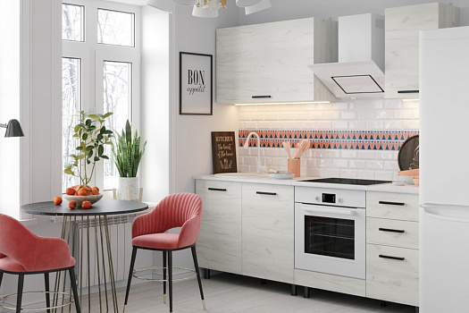 Кухня Адель 2.0м дуб крафт белый / дуб крафт белый