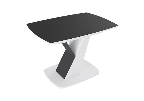 Стол обеденный Гарда тип 1 белый / стекло матовое черный графит