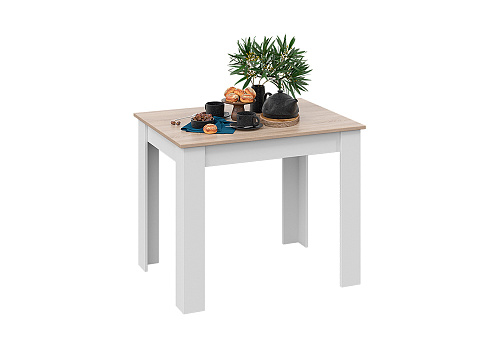 Стол обеденный Промо белый / дуб сонома светлый