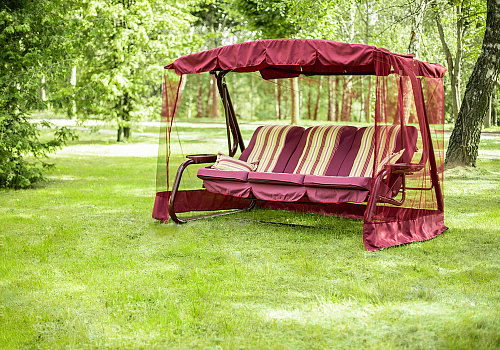 Качели садовые 3-х местные Палермо Премиум бордовые / бежевые