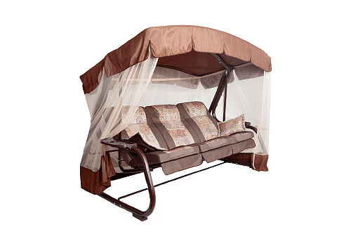 Качели садовые 3-х местные Палермо Премиум коричневые