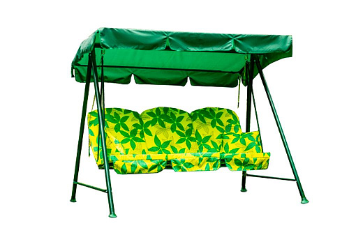 Качели садовые 3-х местные Рица зеленые / желтые