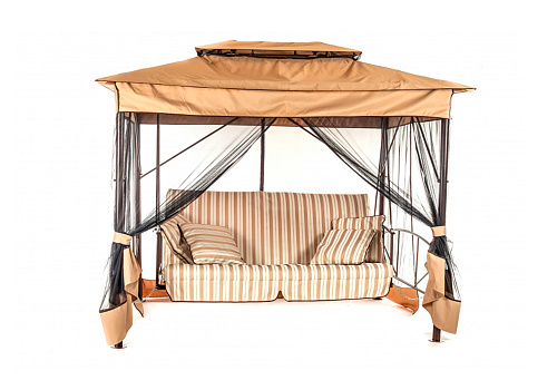 Качели садовые 4-х местные Шатер коричневые