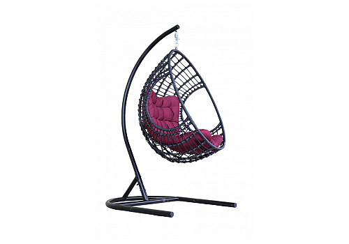 Кресло подвесное Лондон черное / бордовое