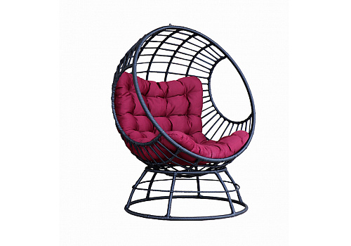 Кресло на подставке Элма черное / малиновое
