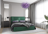 Кровать Стокгольм с подъемным механизмом велюр зеленый