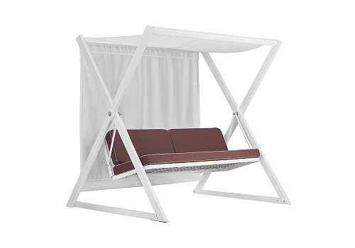 Качели садовые 3-х местные Сакура каркас белый / шоколадные