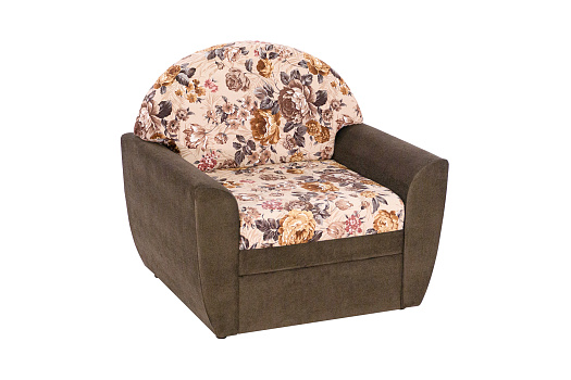 Кресло выкатное Вена коричневое / принт пионы