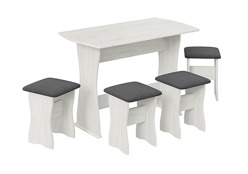 Обеденная группа тип 1 дуб крафт белый / велюр серый