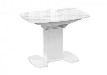 Стол обеденный Портофино белый / белый глянец / стекло глянцевое белый мрамор