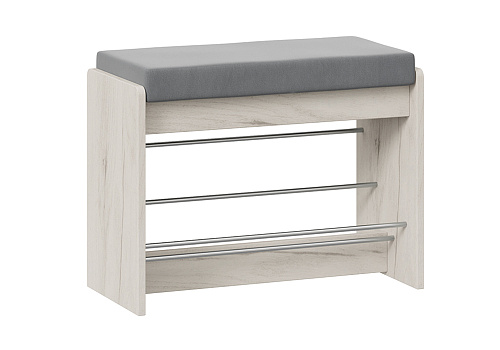 Тумба для обуви Тайм тип 1 дуб крафт белый / велюр серый