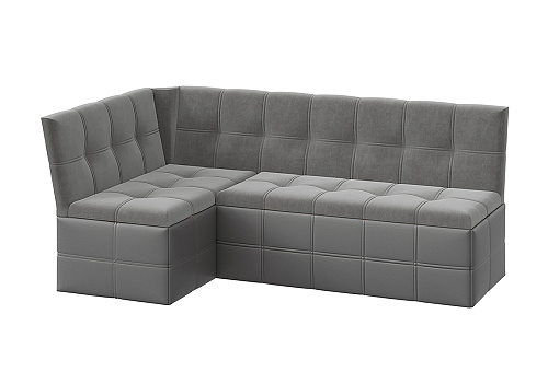 Скамья угловая Домино кожзам серый / велюр серый