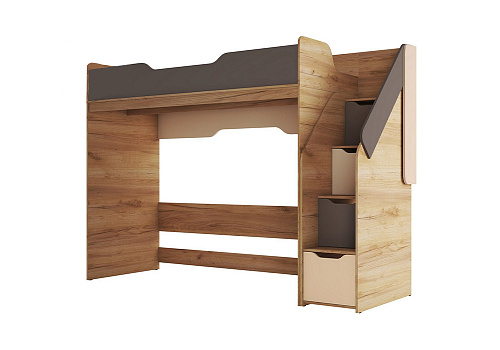 Кровать-чердак Rich дуб крафт золотой / миндаль / глиняный серый