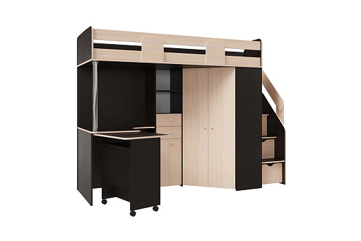 Кровать-чердак Мийа А венге / дуб молочный