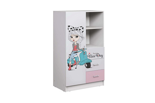 Шкаф комбинированный Вега FASHION-1 белый / розовый