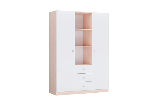 Шкаф трехсекционный Polini kids Simple дуб пастельный-белый