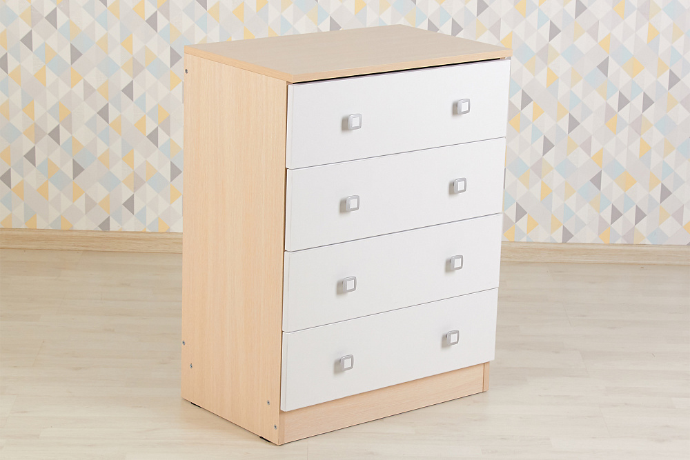 Комод c 4 ящиками Polini kids Simple дуб пастельный-белый