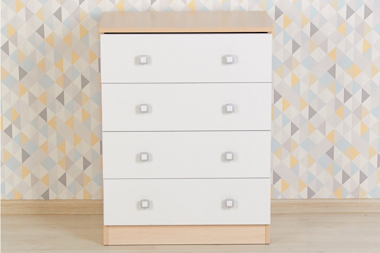 Комод c 4 ящиками Polini kids Simple дуб пастельный-белый