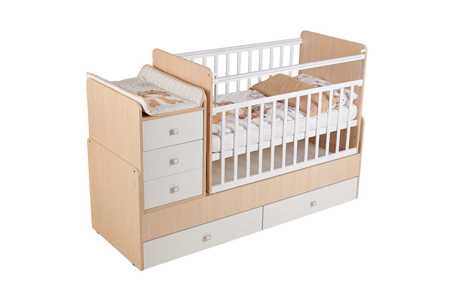 Кровать детская Фея 1100 дуб пастельный / белый