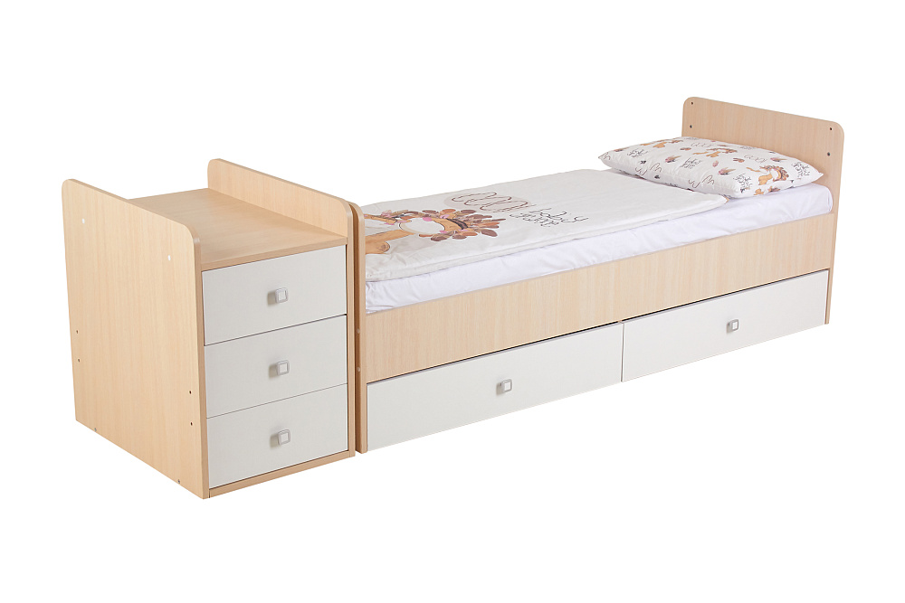 Кровать детская Фея 1100 дуб пастельный / белый