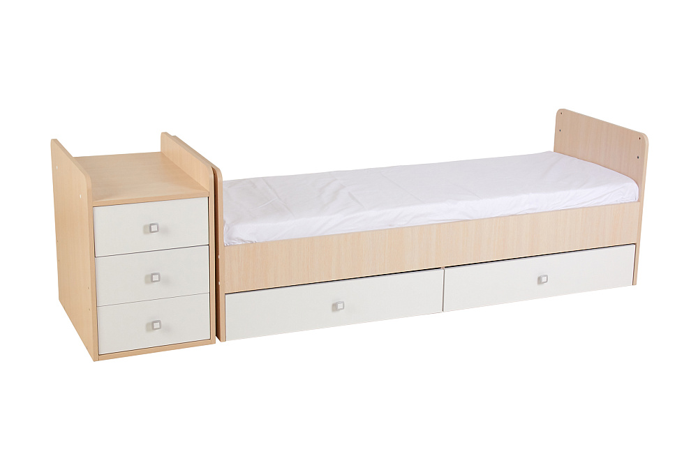 Кровать детская Фея 1100 дуб пастельный / белый