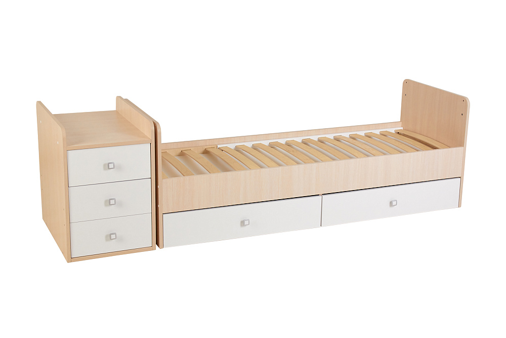 Кровать детская Фея 1100 дуб пастельный / белый