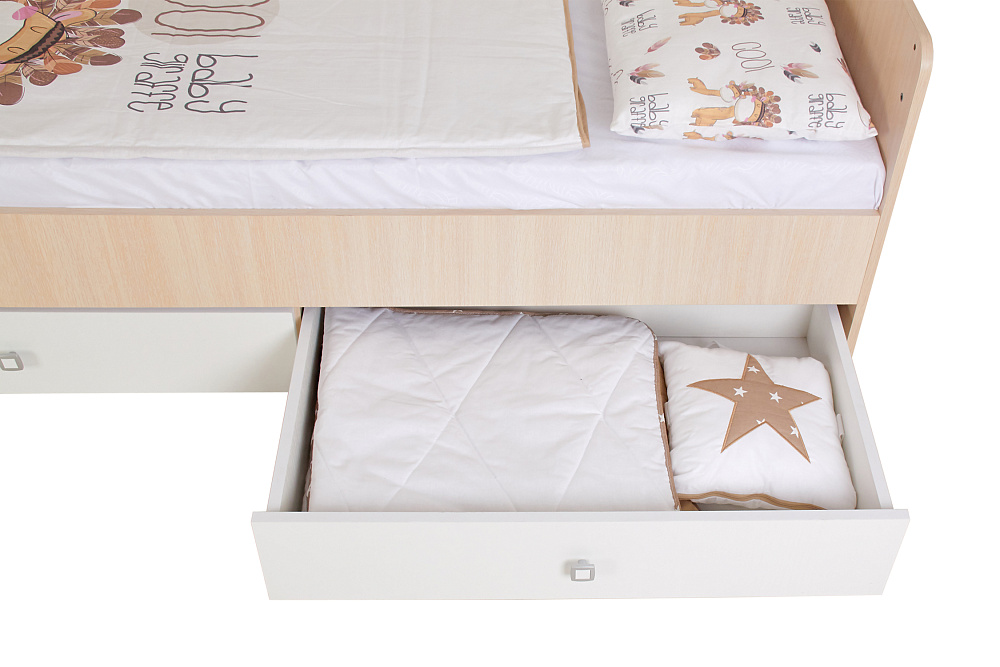 Кровать детская Фея 1100 дуб пастельный / белый