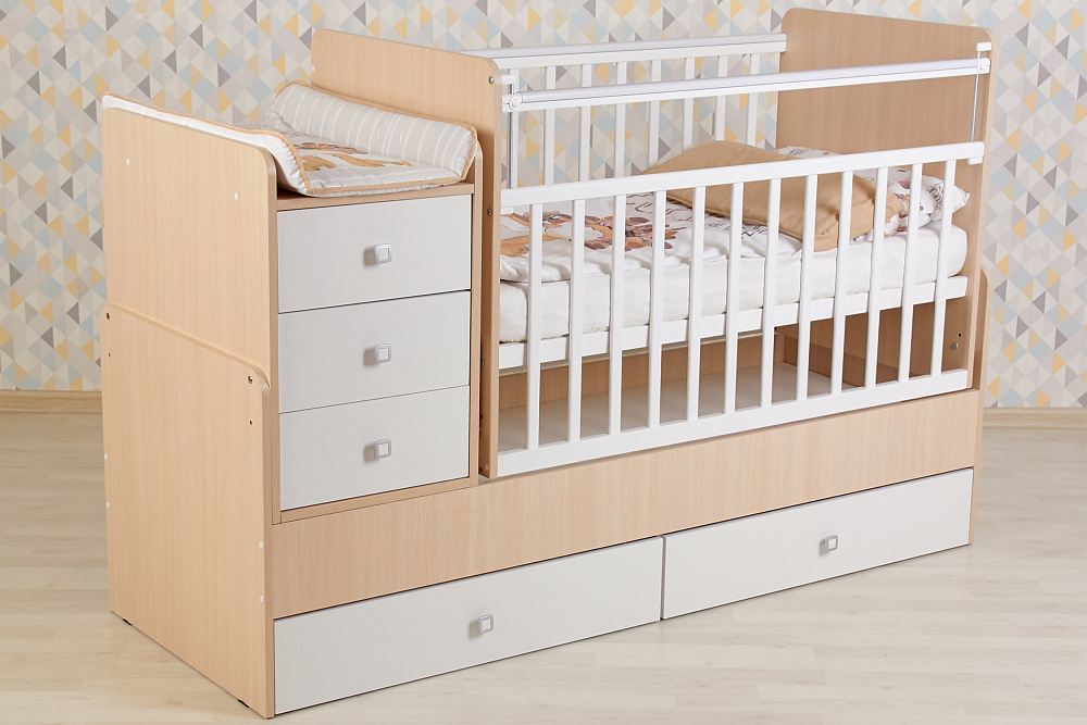 Кровать детская Фея 1100 дуб пастельный / белый